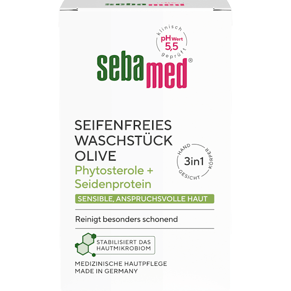 seifenfreies Waschstück mit Olivenöl sebamed