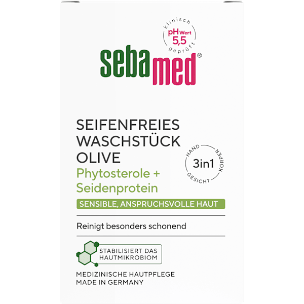 seifenfreies Waschstück mit Olivenöl sebamed
