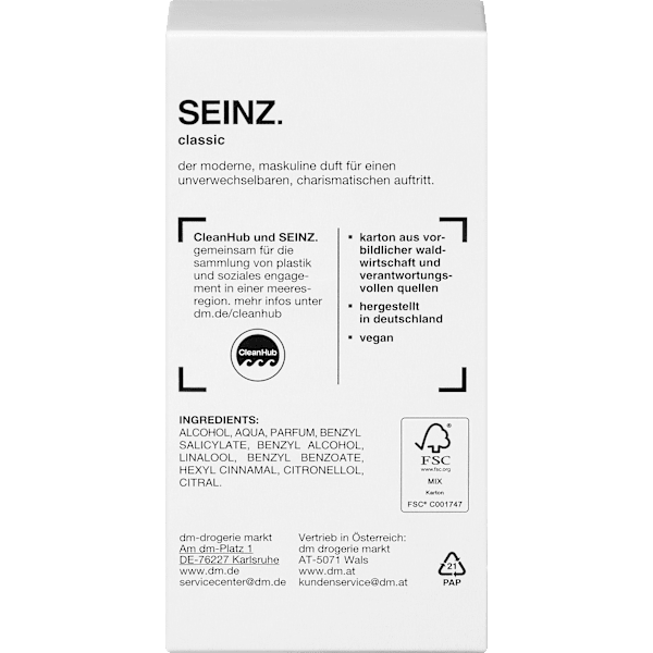 Classic Eau de Toilette SEINZ.