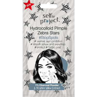 Selfie Project Anti-Pimple Patches Hydrocolloid Pimple Zebra Stars, 20 pcs