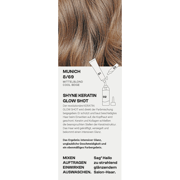 Haarfarbe 8/69 Munich Mittelblond Cool Beige SHYNE Professional