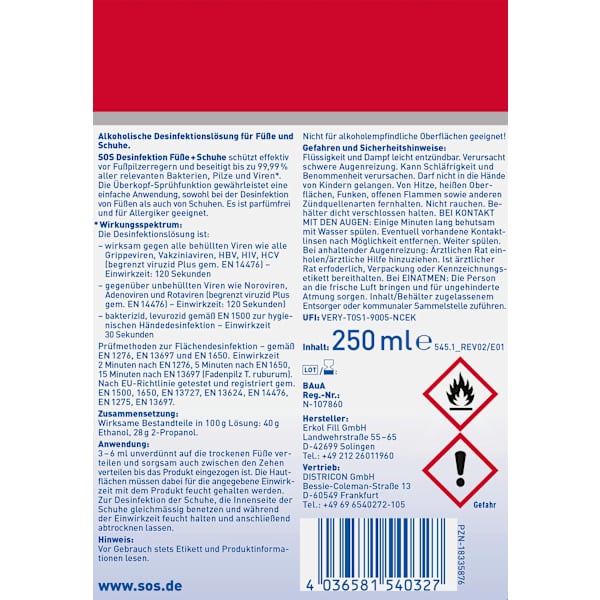 Desinfektionsspray für Füße & Schuhe SOS