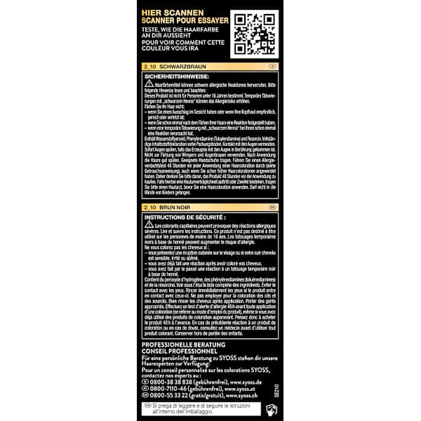 Haarfarbe 2_10 Schwarzbraun Syoss Oleo Intense
