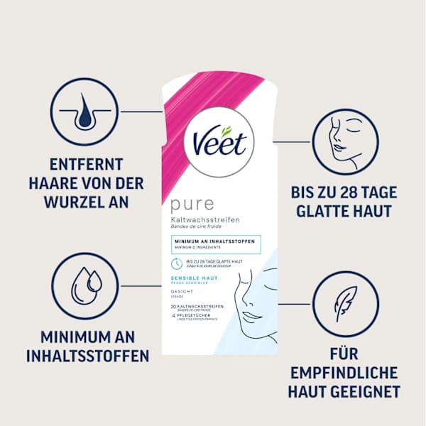 Kaltwachsstreifen Gesicht sensitive Veet